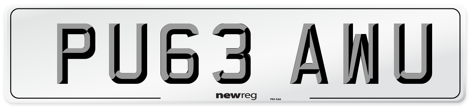PU63 AWU Number Plate from New Reg
